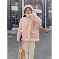 批发小香风小众青<b class='q'>春</b>时尚毛绒外套女冬2026新款小个子加绒加厚短款棉衣