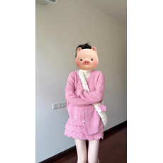 批发气质千金风粉色毛衣套装女秋<b class='q'>冬</b>甜美软糯V领针织开衫半身裙两件套