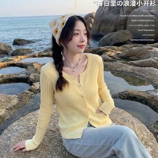 批发薄款夏季新款小外搭开衫女配吊带裙夏季开衫上衣<b class='q'>针织</b>衫外套女