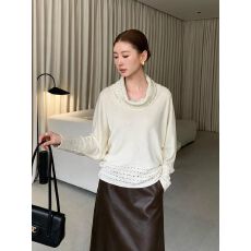 批发新款针织上衣纯色宽松显瘦<b class='q'>女装</b>简约百搭好看时尚上衣高领日常