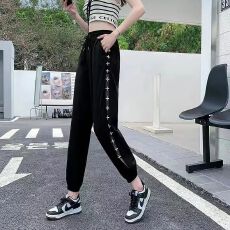 批发夏季新款冰丝速干裤女运动裤女束脚薄款宽松<b class='q'>加大码</b>凉爽九分哈伦裤