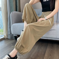 批发冰丝灯笼裤女夏季薄款速干瑜伽面膜裤小个子九分凉凉裤宽松<b class='q'>哈伦</b>裤