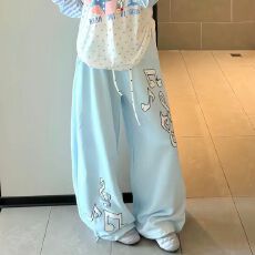 华棉复合牛奶丝多巴胺腰绳阔腿裤配饰酷女孩穿搭设计感2026新款