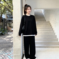 批发<b class='q'>秋</b>冬套装遮肉超显瘦减龄上衣针织阔腿裤毛线衣两件套