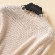 批发针织衫打底衫女<b class='q'>秋</b>冬圆领修身薄款毛衣蕾丝花边洋气显瘦高品质