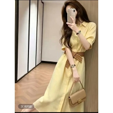 批发2026新夏季绝美减龄气质特别漂亮掐腰小裙子黄色衬衫连衣裙