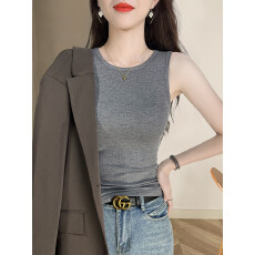 批发花灰色小吊带背心女内搭<b class='q'>春</b>秋无袖遮副乳上衣女2026新款西装打底衫