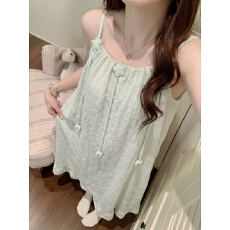 批发美欣-云朵棉带胸垫 <b class='q'>夏</b>季吊带女生长款睡裙无袖可外穿纯色家居服