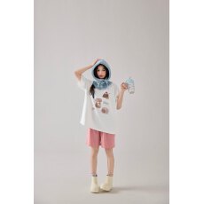 春夏雅庭新款拉架套头爽棉少女短袖短裤套装