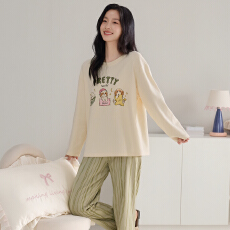 批发雅庭秋冬套头<b class='q'>纯棉</b>女长袖长裤套装