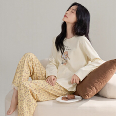 批发雅庭秋冬套头<b class='q'>纯棉</b>女长袖长裤套装
