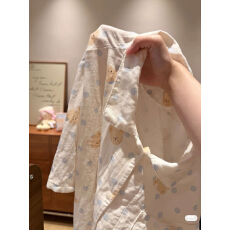 批发甜美风<b class='q'>小熊</b>纯棉棉纱波点睡衣家居服套装2026新款