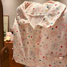 批发卡通可爱风满印纯棉棉纱小羊睡衣/家居服<b class='q'>套装</b>2026新款