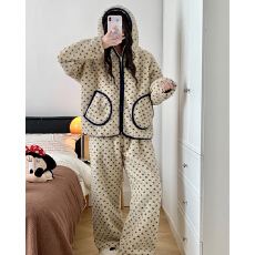 雅庭冬季新款睡衣女长毛绒拉链连帽少女可外穿家居服