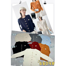 批发纽扣韩版设计时尚韩系毛衣宽松新款纯色百搭针织衫<b class='q'>春</b>秋季上衣