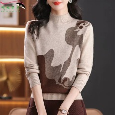 批发新品秋冬加厚半高圆领柔软·提花宽松<b class='q'>大码</b><b class='q'>女装</b>内搭打底衫洋气毛衣