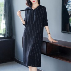 批发洋气减龄针织衫连帽亮丝<b class='q'>打底衫</b>2026新款秋冬装宽松遮肉连衣裙长款