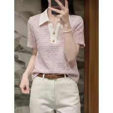 批发小香风polo领<b class='q'>短袖</b><b class='q'>T</b><b class='q'>恤</b>女2026夏季大码胖MM高级感宽松显瘦气质上衣