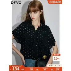 批发dfvc轻奢风金葱亮丝波点衬衫女2026<b class='q'>春</b>季新款飘带领垂感通勤衬衣薄