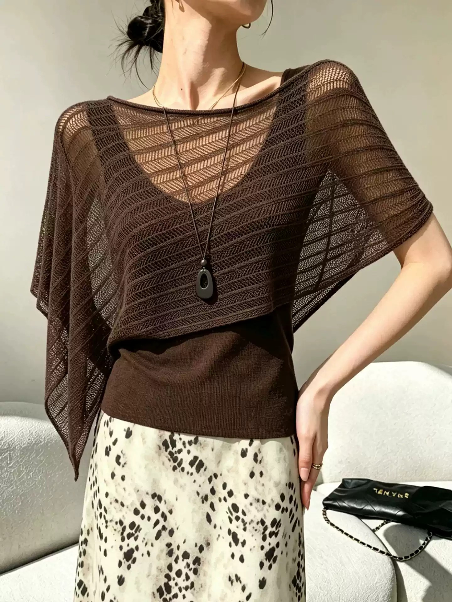 套装女夏斗篷披肩针织小衫叠穿吊带背心无袖外穿上衣可拆卸两件套  服裝批發女裝批發服飾貨源