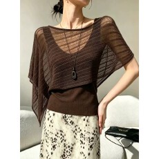 批发套装女夏斗篷披肩针织小衫叠穿吊带背心无袖外穿<b class='q'>上衣</b>可拆卸两件套