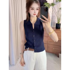 批发Polo领针织无袖背心女夏季2026新款外搭开衫高级感薄款针织衫上衣