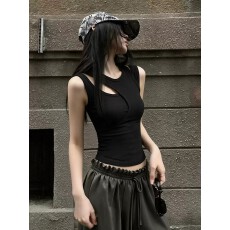 批发设计感不规则镂空无袖背心女2026夏韩系高级感收腰显身材别致上衣
