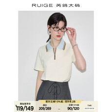 批发大码女装夏季新款polo衫短袖t恤女上衣微胖女士<b class='q'>工装</b>设计感