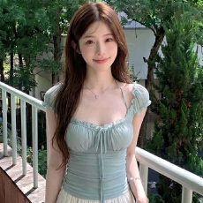 批发原版面料做法#<b class='q'>欧美风</b>新款夏纯欲性感挂脖吊带修身一字肩显瘦上衣