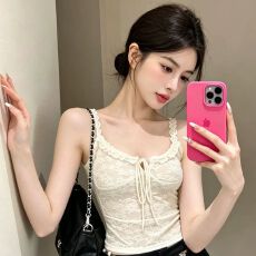 批发蕾丝花边性感辣妹背心吊带女夏季新款<b class='q'>修身</b>显瘦纯欲风内搭无袖上衣