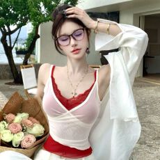 批发美式假两件蕾丝吊带女<b class='q'>夏</b>季修身无袖背心甜辣妹新款显瘦上衣打底衫