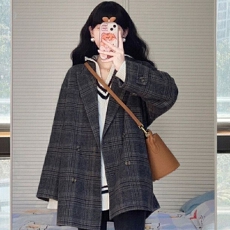 批发秋冬小个子香风毛呢格子<b class='q'>西装</b>外套女春秋季2026新款赫本风高级上衣