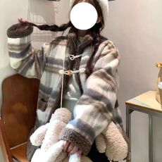 批发美式复古格子<b class='q'>西装</b>毛呢外套<b class='q'>女</b>秋季ins潮牌宽松韩版小香风夹克上衣