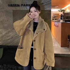 批发秋冬季两面穿皮毛一体羊羔毛机车服毛绒外套女加厚保暖麂皮绒大衣