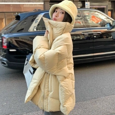 批发法式高领<b class='q'>羽绒服</b>女2026新款冬宽松高级设计感保暖加厚短款炸街外套