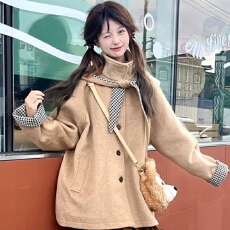 批发<b class='q'>赫本</b><b class='q'>风</b>格子拼接中长款呢子大衣女2026年新款小个子慵懒<b class='q'>风</b>毛呢外套