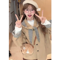 批发韩版高级感气质呢子大衣女2026<b class='q'>春</b>季新款小个子中长款休闲毛呢外套
