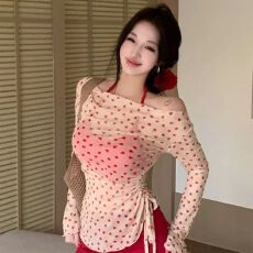 批发长袖防晒罩衫女2026秋冬吊带背心两件套韩系<b class='q'>花朵</b>薄纱斜肩上衣套装