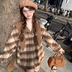 批发复古高级感美拉德穿搭连帽斗篷双面呢<b class='q'>大</b>衣小个子中长款毛呢外套<b class='q'>女</b>