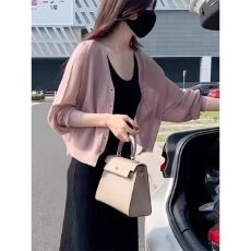 批发多巴胺防晒冰丝针织薄款透气开衫外套女长袖小个子短款披肩上衣女
