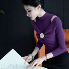 批发韩系氛围感立体花朵针织衫女春秋设计感小众超好看洋气半高领上衣
