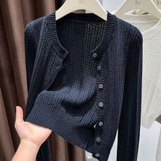 批发针织开衫外套女秋季高级感配裙子短款毛衣外搭长袖披肩小圆领上衣