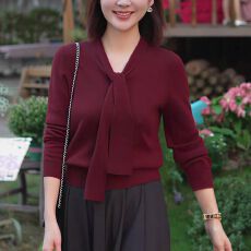 批发纯色设计V领套头宽松轻奢高级气质毛衣针织衫女2026秋<b class='q'>冬</b>新款时尚