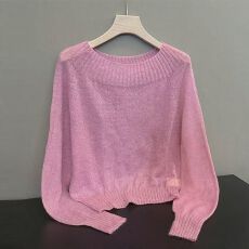 批发高级感简约百搭软糯毛衣针织衫女春秋洋气减龄显白纯色长袖上衣潮