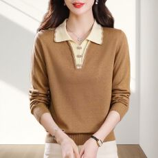 批发花边翻领针织打底衫女秋<b class='q'>冬</b>新款时尚高档毛衣女装宽松显瘦长袖上衣