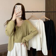批发两件套上衣女温柔系设计感套装初春<b class='q'>秋</b>季宽松纯色百搭开衫背心吊带