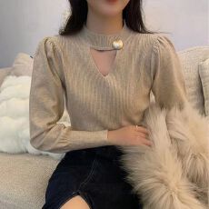 批发多巴胺秋冬新款设计感上衣洋气镂空<b class='q'>针织</b>衫打底上衣黑色高级感毛衣
