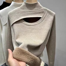 批发一体绒加绒加厚2026新款秋冬高品质半高领毛衣女内搭修身<b class='q'>打底衫</b>