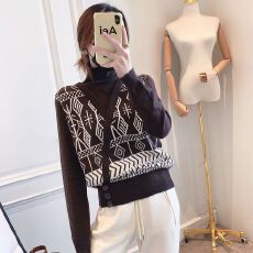 批发假两件毛衣女宽松外穿洋气加绒/不加绒半高领长袖<b class='q'>针织</b>上衣<b class='q'>打底衫</b>