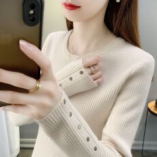 批发2026新款洋气内搭毛衣女白色<b class='q'>打底衫</b>韩版高档纯色长袖<b class='q'>针织</b>衫潮套头